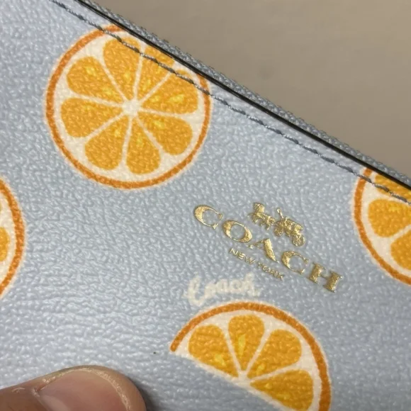 🍊COACH Blue Orange Slice Wristlet - Picture 6 of 7